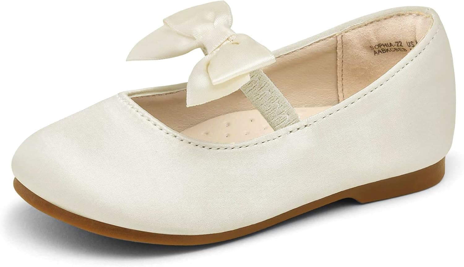 DREAM PAIRS Girl's Mary Jane Front Bow Elastic Strap Ballerina Flat(Toddler/Little Kid/Big Kid