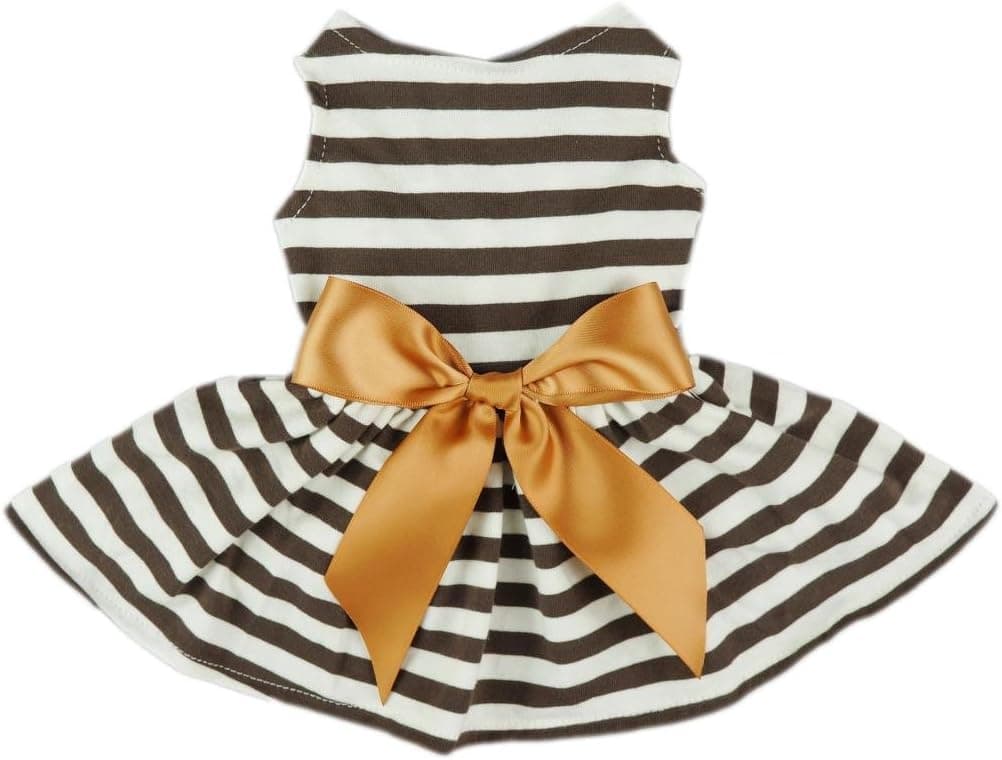 Fitwarm Comfy Cotton Striped Pet Dress Casual Holiday Dog Shirts Clothes Apparel, X-Small