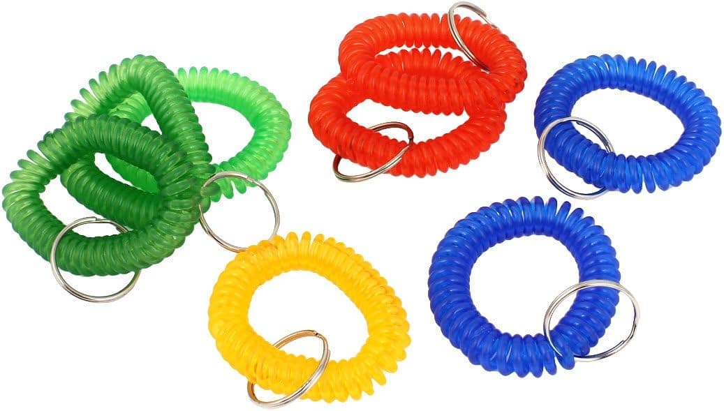 uxcell® 8Pcs Multicolor Stretchable Coil Design Wrist Band Keyring Key Chain Holder