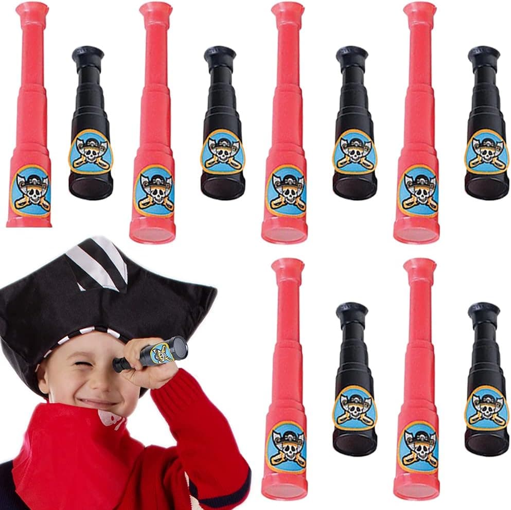 ArtCreativity Pirate Toy Telescopes, Set of 12, Collapsible Telescope Toys for Kids in Cool Colors, Pirate Party Favors for Boys and Girls, Treasure Chest Goodies, Fun Goodie Bag Fillers