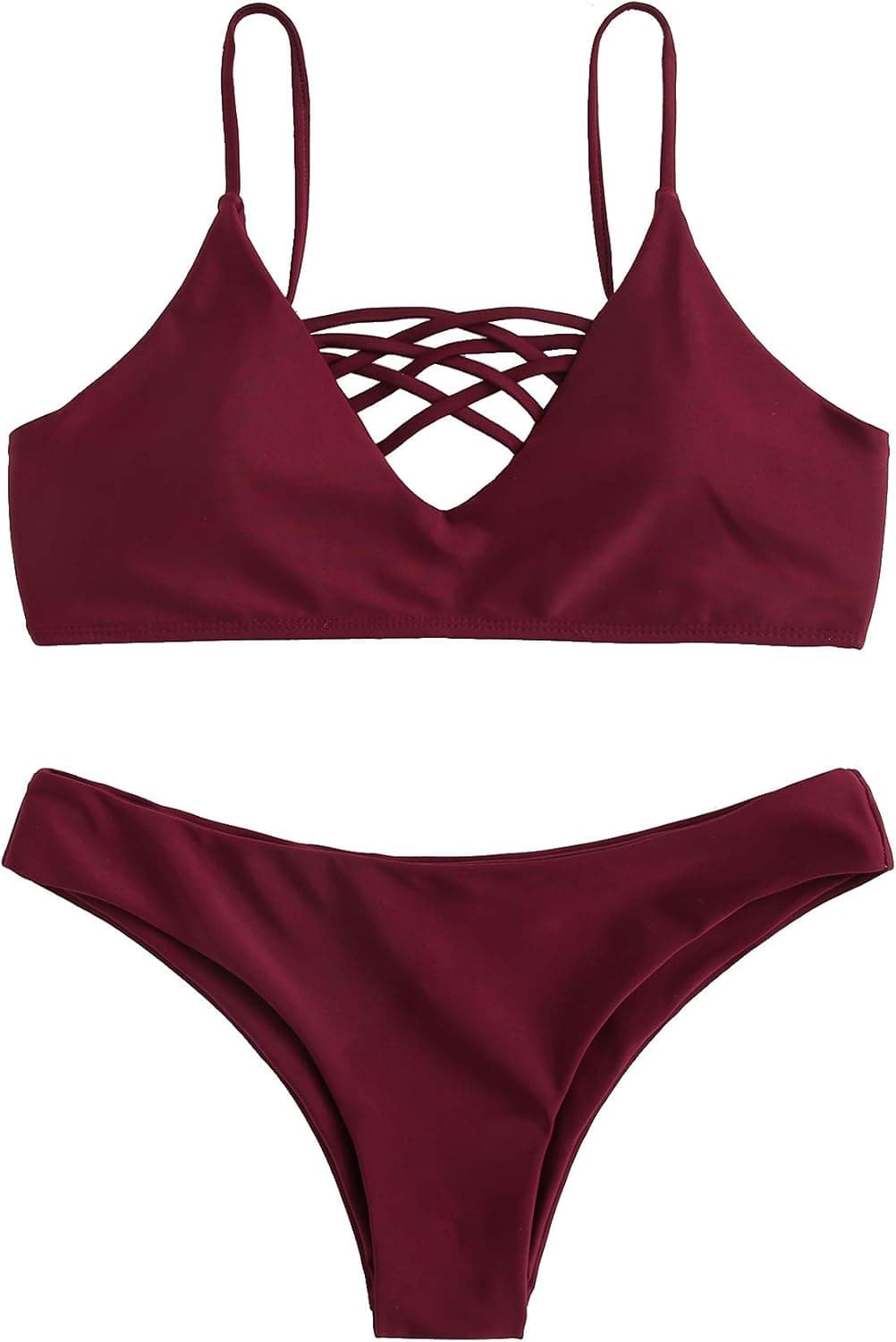 SweatyRocks Women's Bathing Suit Adjustable Spaghetti Strap Floral Print Criss Cross Bikini Set