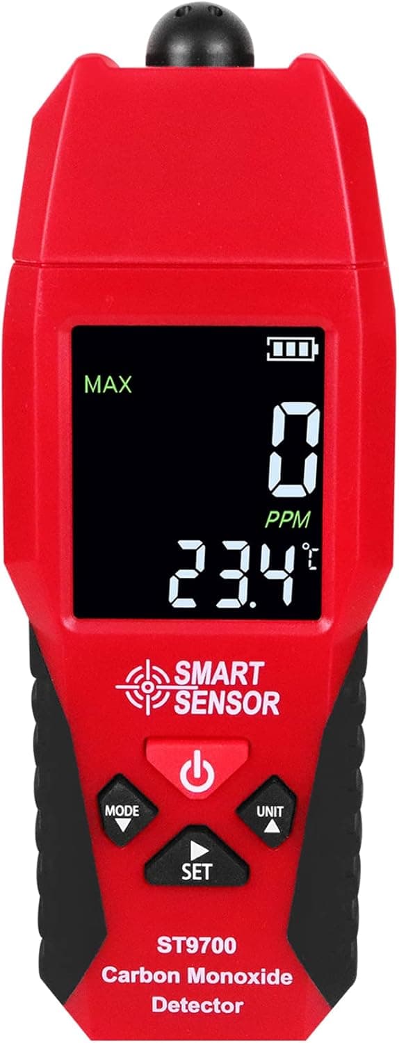 Lunarlipes Handheld Carbon Monoxide Meter, Portable Carbon Monoxide Detector, Professional-Grade CO Gas Tester with LCD Color Display, 0-1000PPM High Precision 1PPM Resolution (Battery Not Included)