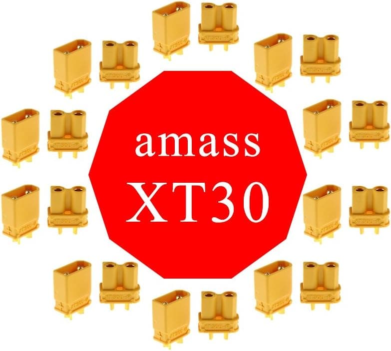 Amass Original 10 Pair XT30 XT30-U Male Female Bullet Connectors Power Battery Plugs with Heat Shrink for RC Lipo Battery