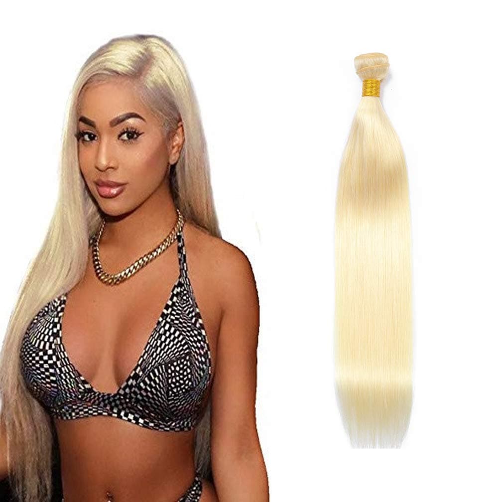 Nafun Brazilian 613 Blonde Human Hair Bundle Straight Hair 1 Bundle 100% Virgin Human Hair Blonde Bundles (22", 613ST)
