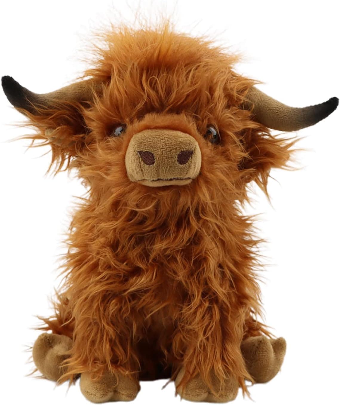 9.8'' Highland Cow Stuffed Animal, Fluffy Cow Stuffed Animal Cute Bull Stuffed Animal, Cow Plush Toys for Home Decor Gifts Kids Adults (Brown , 25 cm)