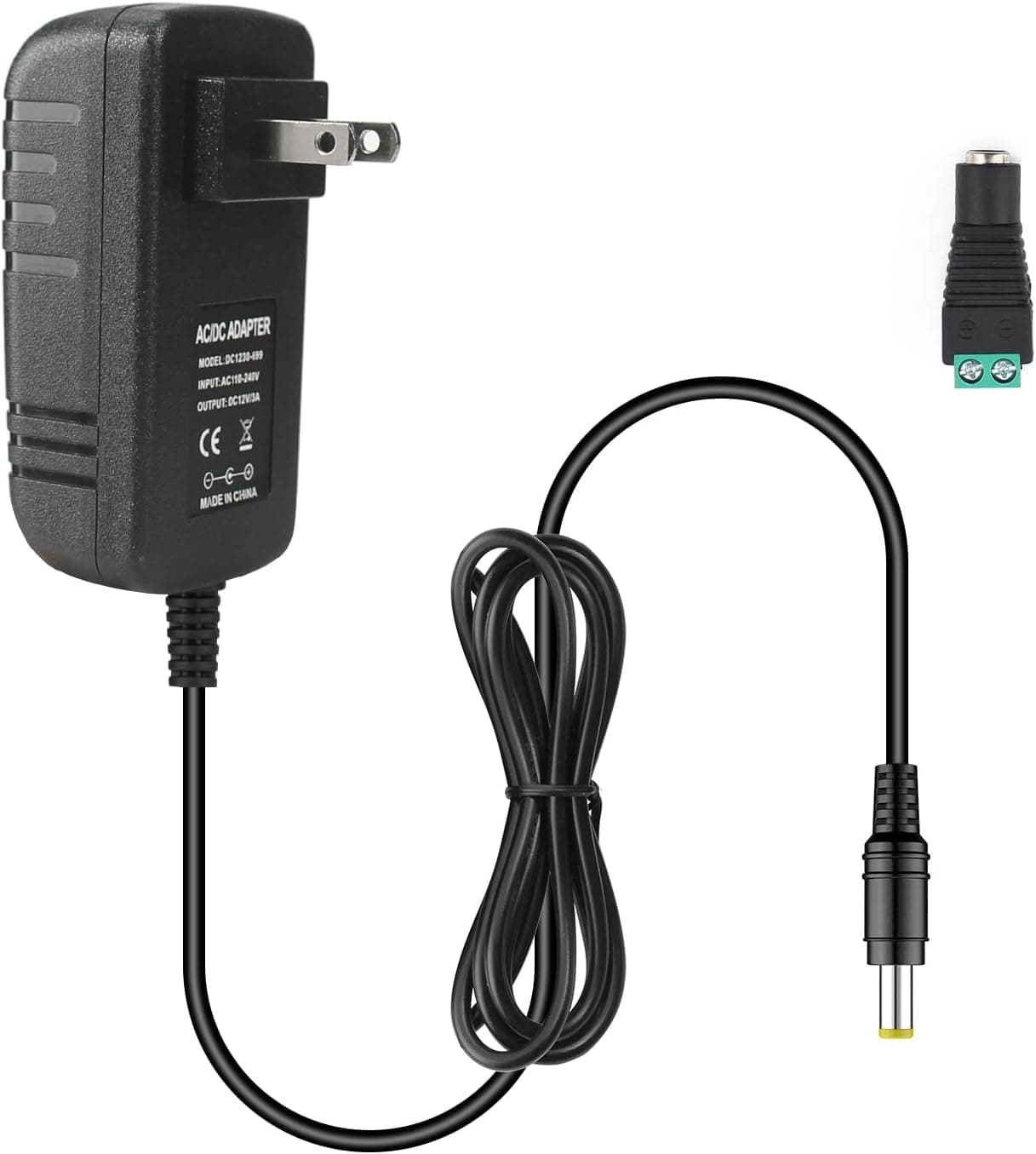 12V 3A Power Supply Adapter, Yetaida Wall Mounted AC 110-240V to DC 12V Transformers, Switching Power Supply for 12V LED Strip Lights,12 Volt 3 Amp Power Adaptor with 5.5 x 2.5mm US Plug