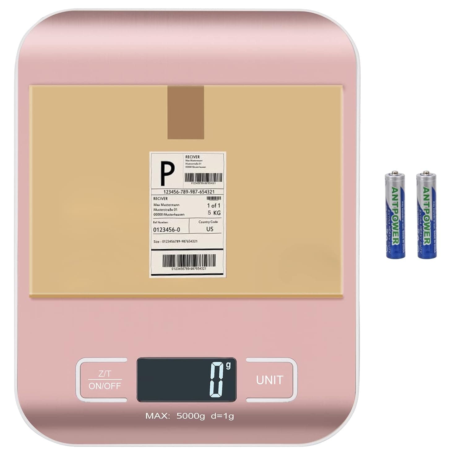 MarFul Digital Shipping Scale, Kitchen Scale, Stainless Steel Accurate 5kg/1g Portable Small Postal Scale for Packages, Small Business, Food,Handmade, Liquids, Jewelry, and Boutique (Pink)