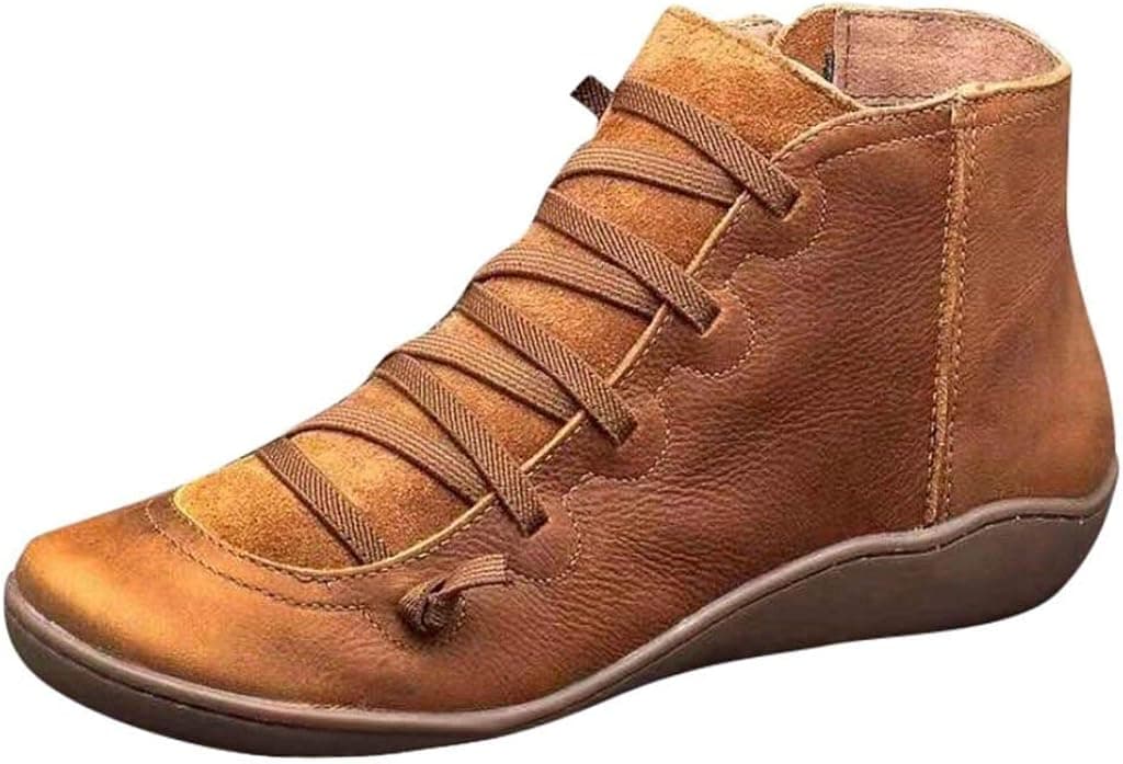 Aniywn Arch Support Boots,Women Low Heels Casual Short Ankle Boots Everyday Waterproof Boots