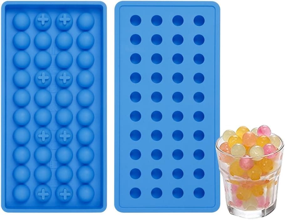 Mini Ice Cube Trays 2 Pack, Silicone Small Ice Cube Tray, Easy Pop Out Ice Molds, Small Silicone Molds for Candy Chocolate Even Resin Casting Molds, BPA Free Non Sticky (Round Shape)