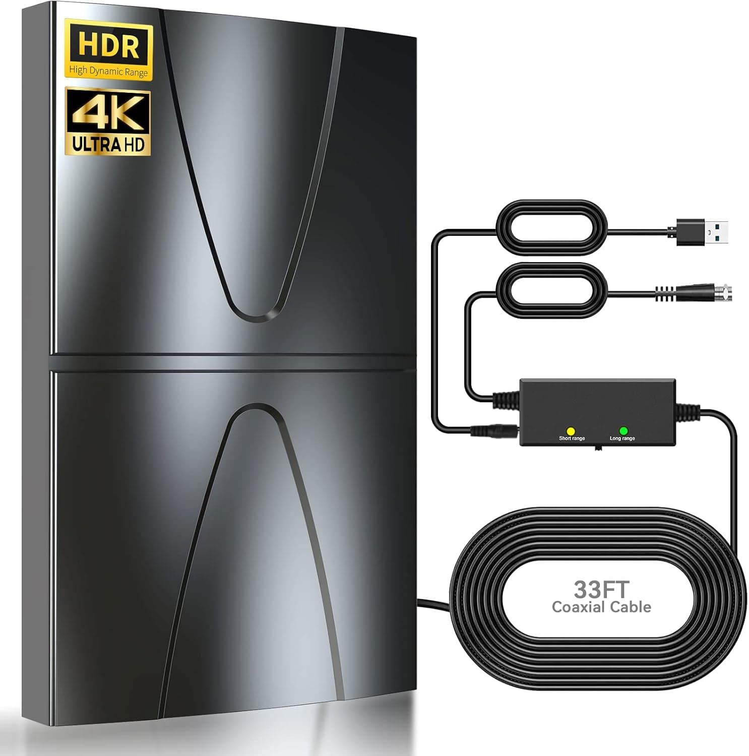 2022 Newest Amplified TV Antenna,400 Miles Range Indoor/Outdoor Antenna for Smart TV and All Older TV's,Digital TV Antenna with 35FT Coaxial Cable&Amplifier Signal Booster