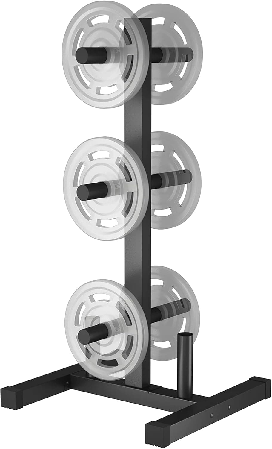 Dripex Weight Plate Rack for 2 inch Barbell Plates, Olympic Tree with Bar Holders, Dumbbell Organizer Storage Stand Home Gym
