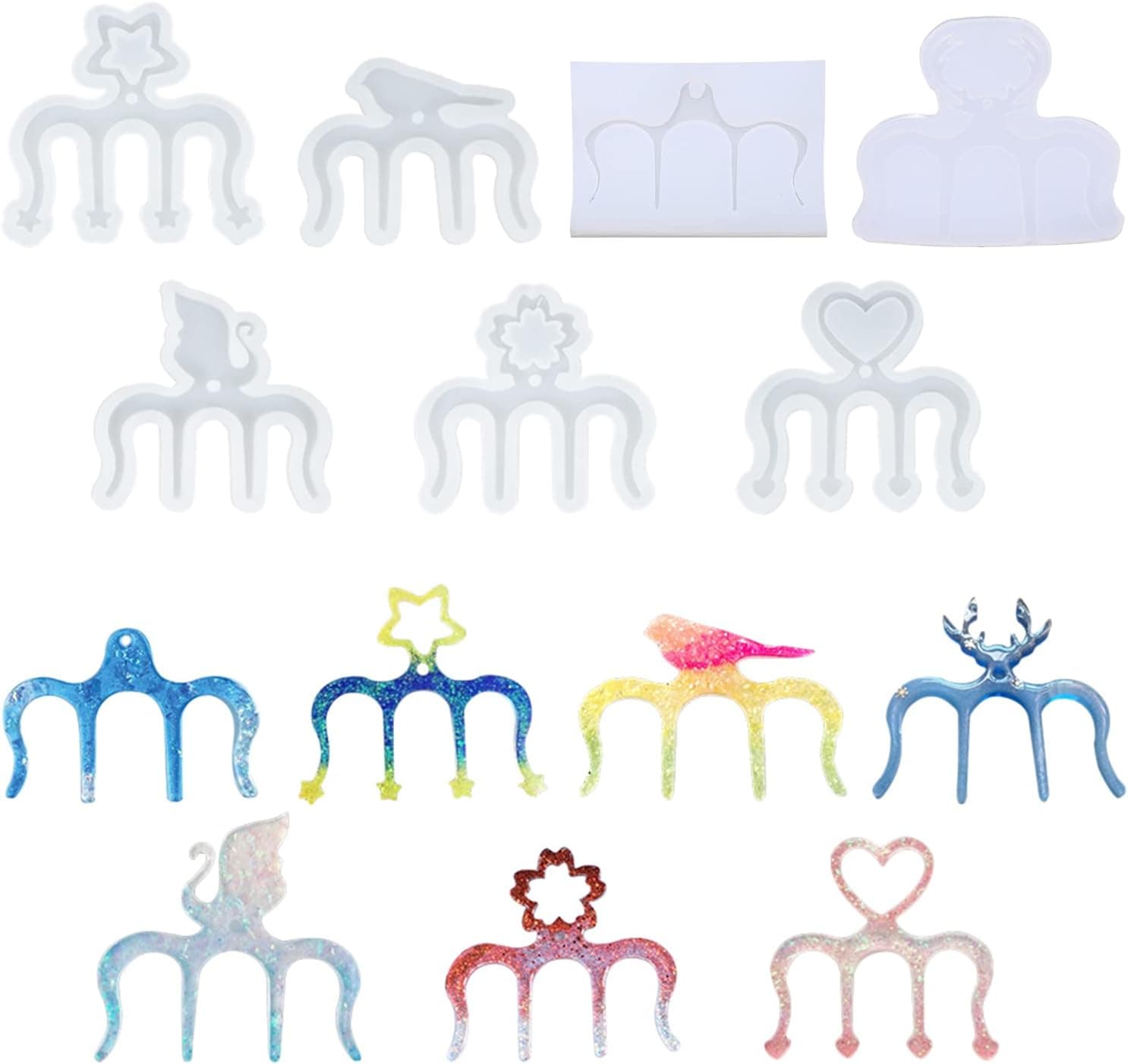 OLYCRAFT 7PCS Music Book Clip Silicone Molds Music Book Holder Silicone Mold Resin Epoxy Molds Mixed-Shape for DIY Craft Making