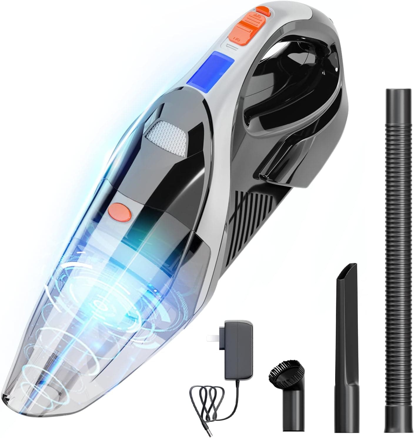 Handheld Vacuum Cleaner Rechargeable Powerful Suction Portable Lightweight Cordless 9kpa Car Vac Battery Quick Charge with LED Light Suitable for Car, Home and Office