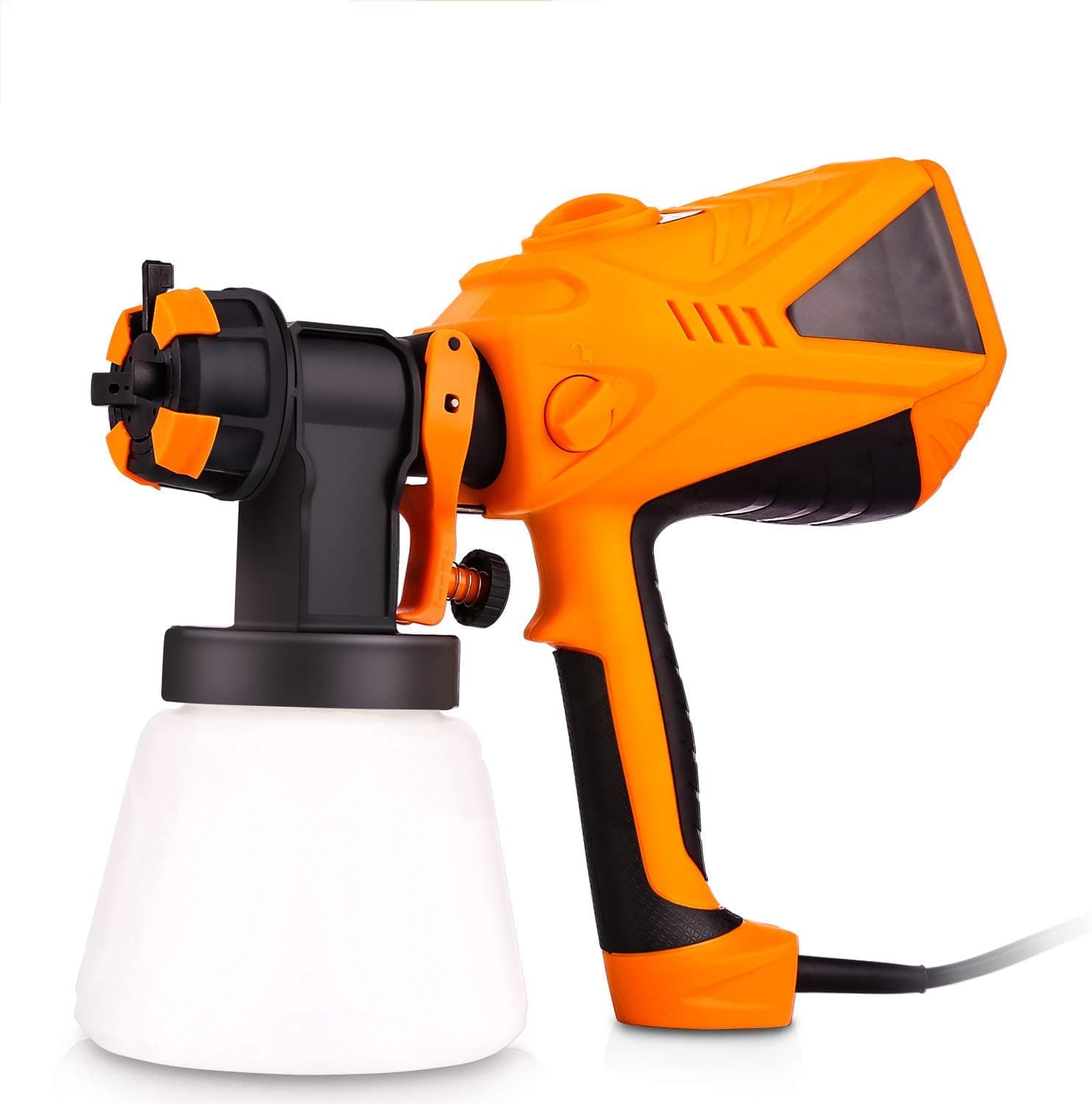 Plohee Paint Sprayer 600 Watt Electric Sprayer HVLP Paint Guns for Home House, 3 Spray Patterns & 3 Nozzle Sizes & 900 ML Detachable Container (Orange)