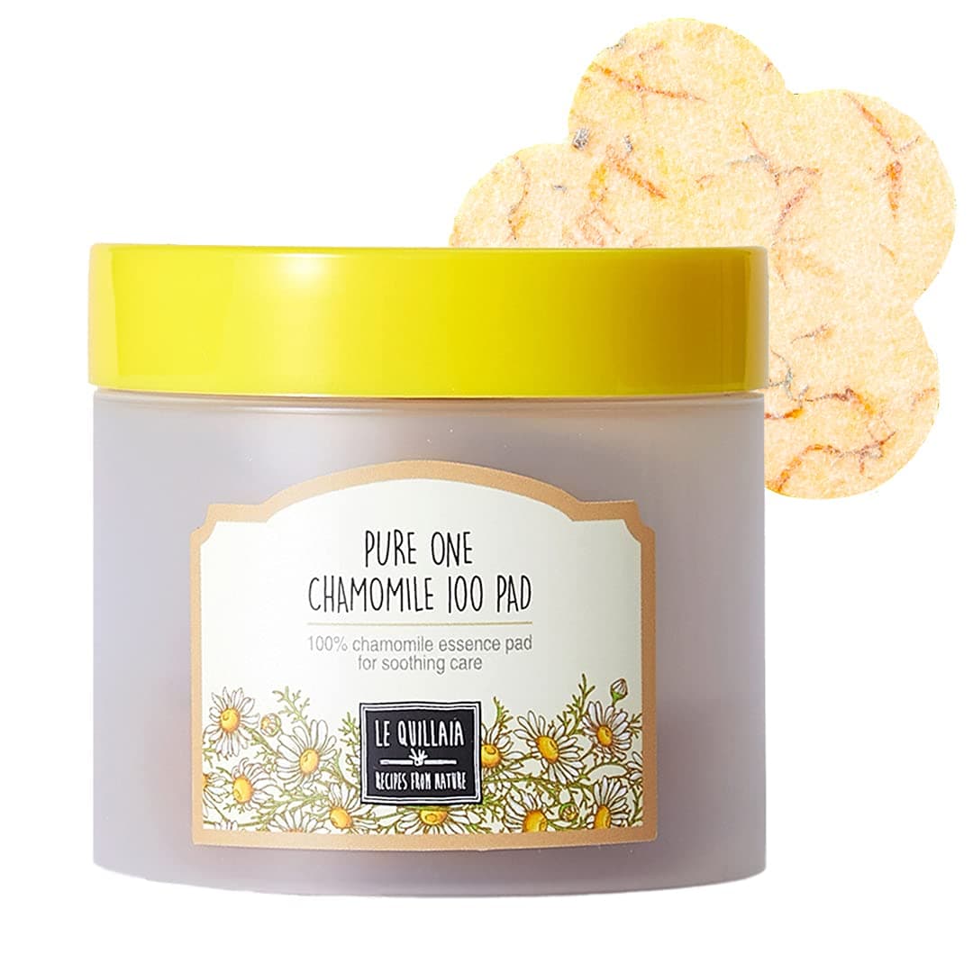 LE QUILLAIA Pure One Chamomile 100% Face pads, Korean Facial Skin Care products, Calming and Moisturizing, Chemical Free, Eco-Friendly Self Care Product (2.71 Oz, 50 Counts)