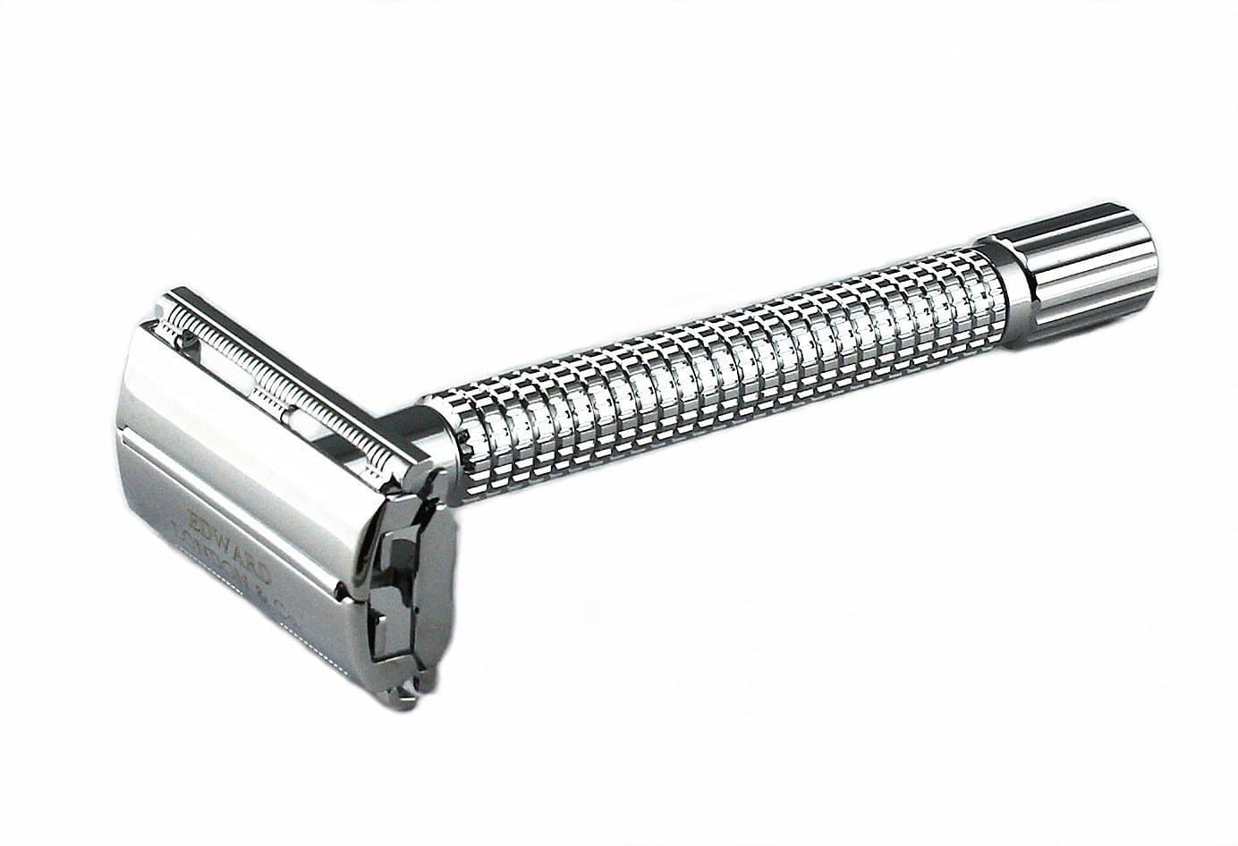 Edward London & Co. Classic Chrome Heavy Long Handle Double Edge Butterfly Open Safety Razor