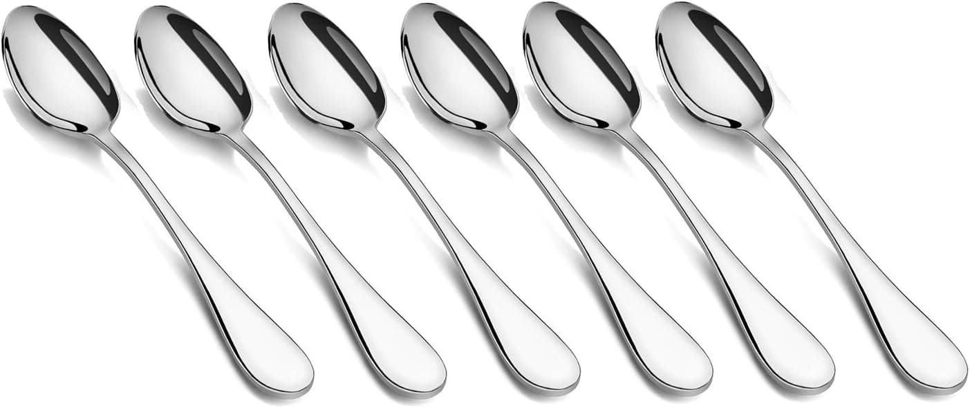 HornTide 6-Piece Dinner Spoon Set Table Spoon Flatware Stainless Steel Mirror Polishing 7-Inch 18cm