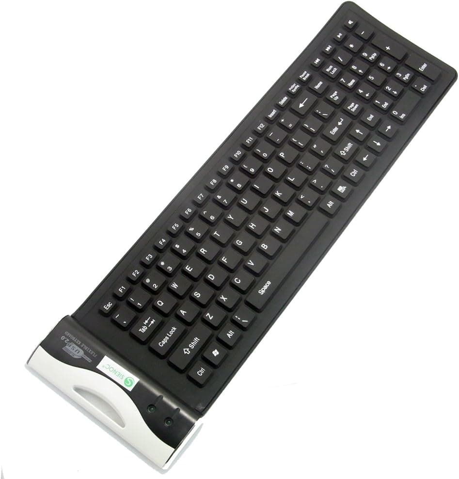 SIENOC USB 2.0 104Keys Flexible Silicone Waterproof PC Laptop Keyboard Color Black