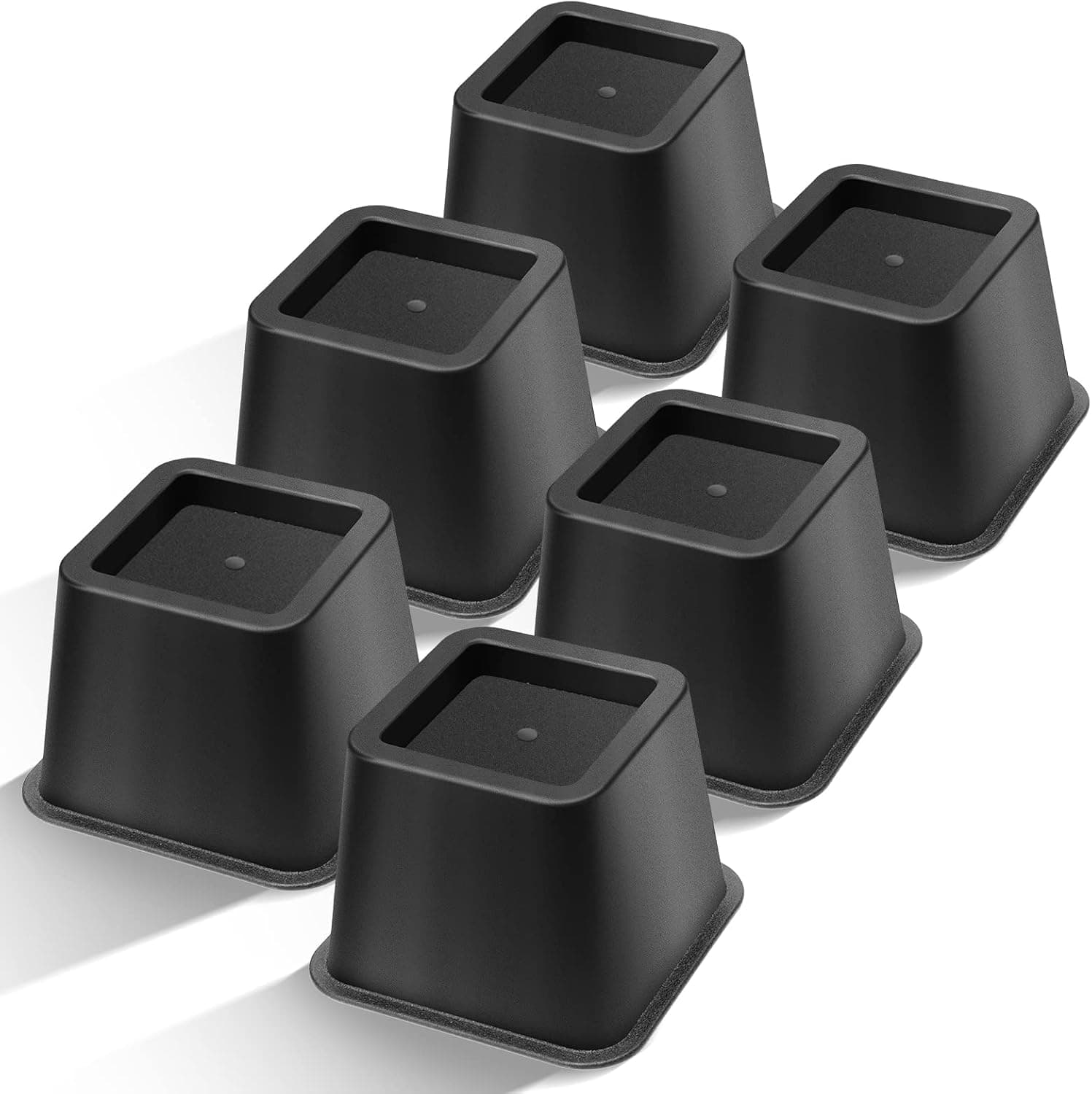USION Bed Risers 4 Inch, Set of 6 Bed Lifts Risers up to 3300 lbs,Square Risers Blocks for Sofa,Table,Couch,Chair or Desk,Dorm Room(Black)
