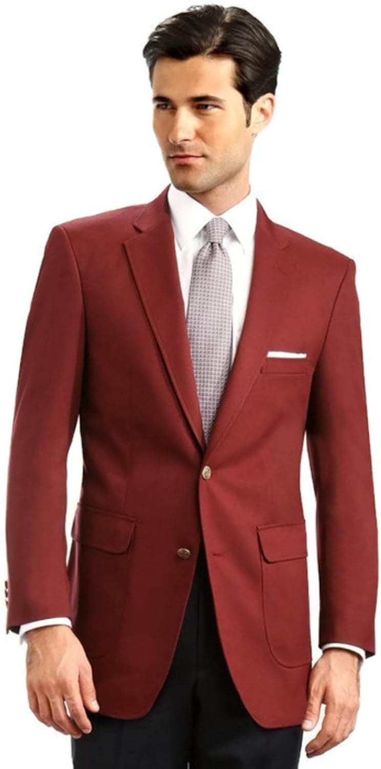 Men's Elegant Classic 2 Button Blazer Sport Jacket - Burgundy, 48R