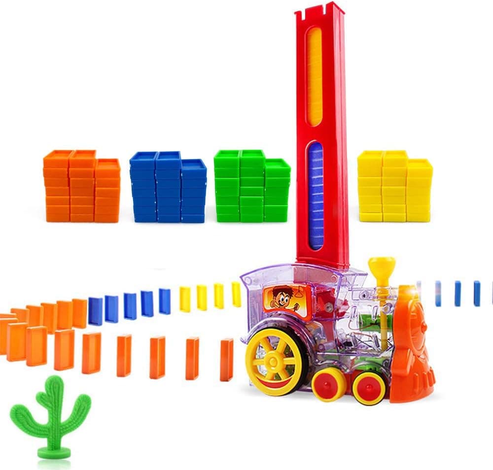 Domino Train, Domino Blocks Set, Building and Stacking Toy Blocks Domino Set for 3-7 Year Old Toys, Boys Girls Creative Gifts for Kids