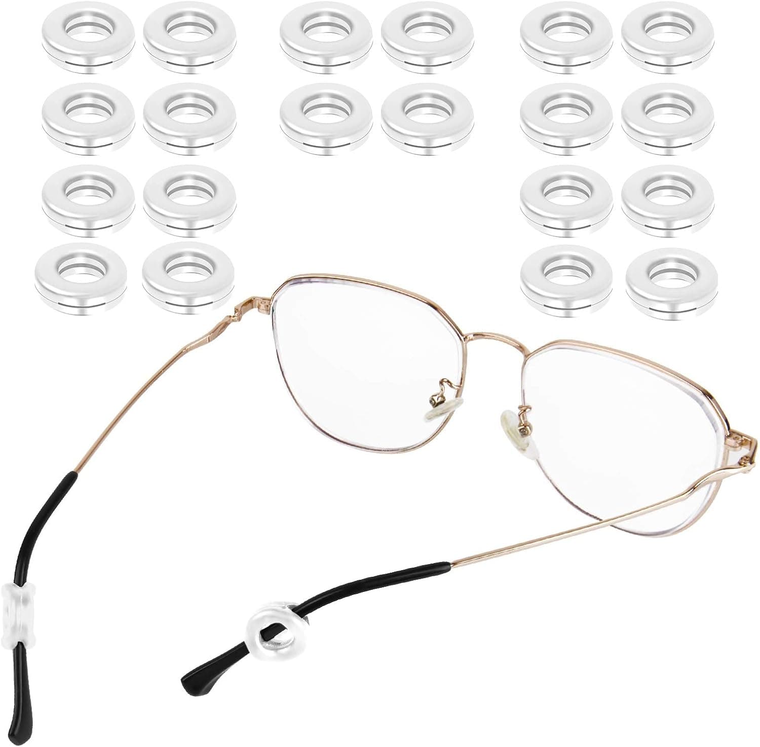 20 Pairs Silicone Eyeglasses Temple Tips Sleeve Retainer,Anti-Slip Round Glasses Retainers