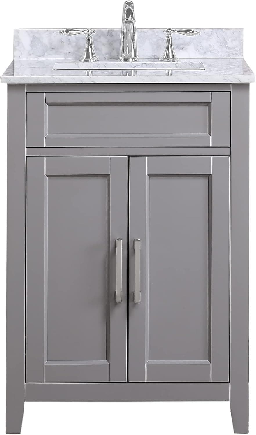Mission Hills Palmer Double Sink Vanity | Vanity Sink Combo with Carrara Marble Countertop Bathroom Sink Cabinet and Home Decor Bathroom Vanities - Fully Assembled Gray 24 inch Vanity with Sink