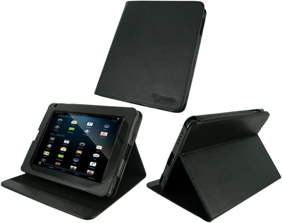 rooCASE Multi-Angle (Black) Leather Folio Case Cover for VIZIO 8-Inch Tablet with WiFi - VTAB1008