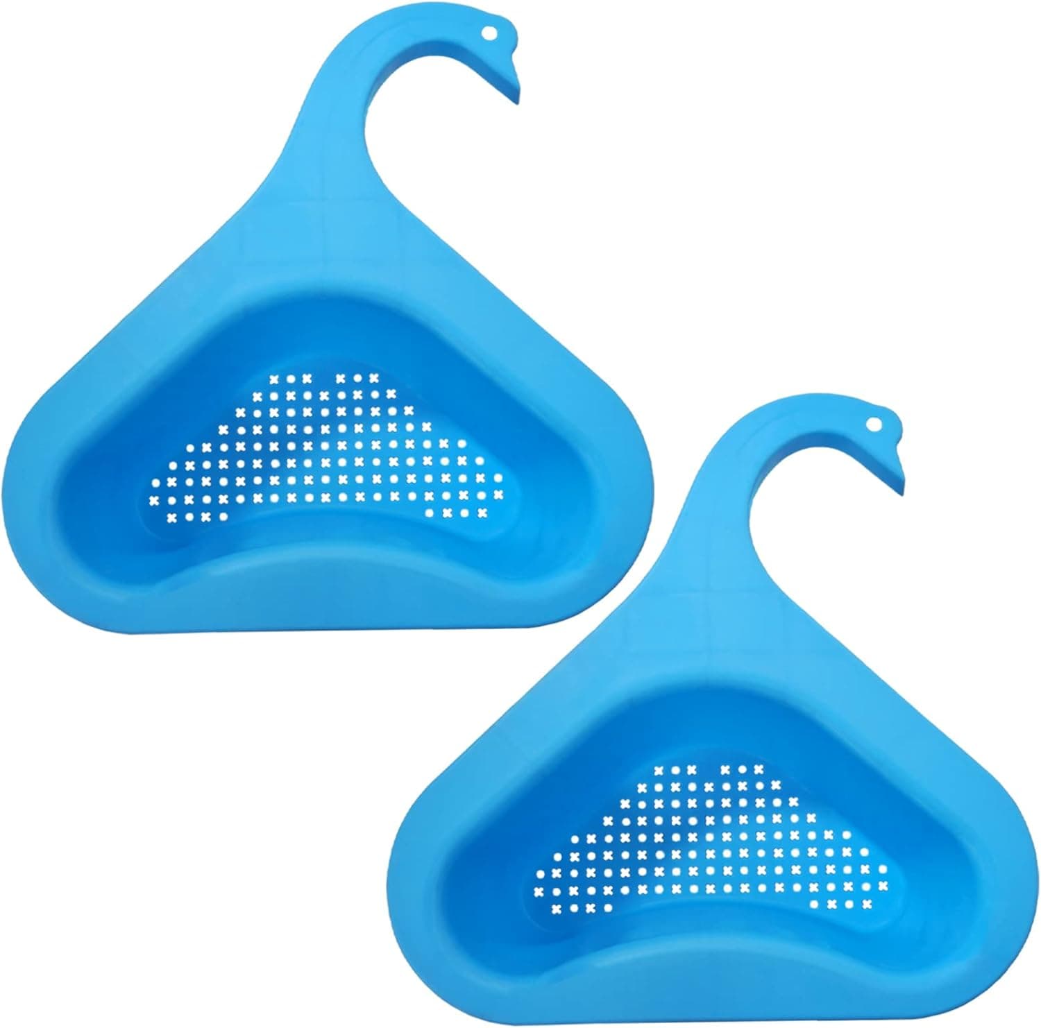 Kitchen Sink Drain Basket Swan Drain Basket Multipurpose Drain Shelf, Triangle Sink Filter Vegetable and Fruit Drain Basket, Kitchen Waste Drain Basket 2 Pieces of Blue
