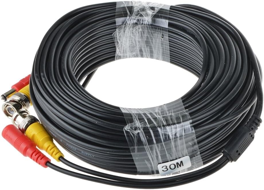 JerGO Professional Grade Siamese Combo Coaxial Cable Pre-Made All-in-One BNC Video Power Cable for 1080P /720P, TVI, CVI, AHD and HD-SDI Camera and Analog CCTV Camera (Black 100Ft)