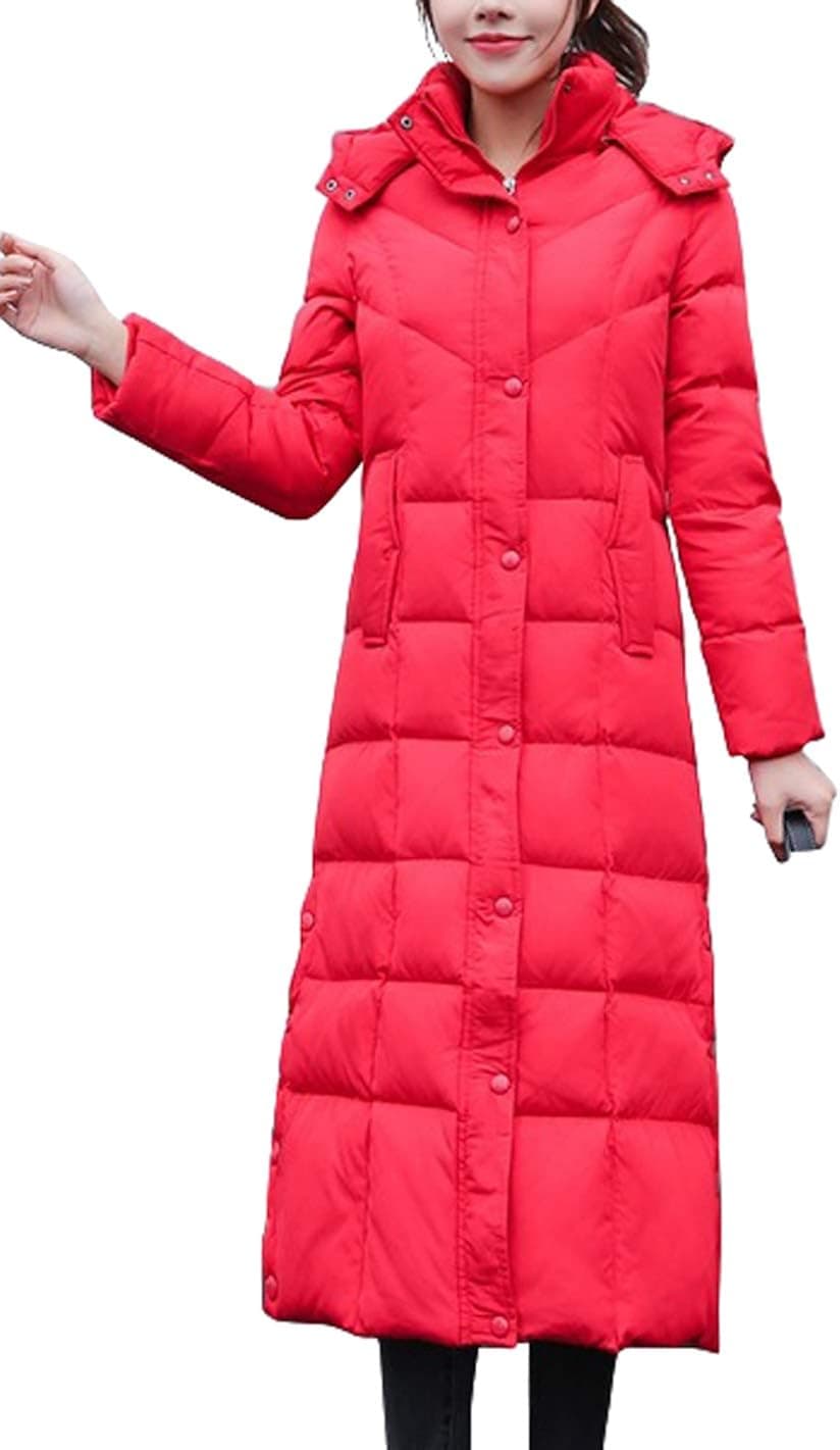 chouyatou Women's Winter Over Knee Removable Hooded Maxi Long Puffer Down Coat