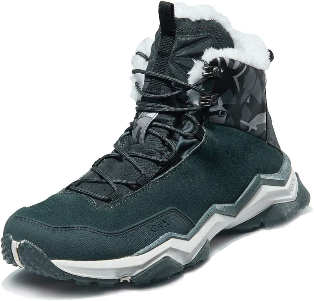 RAX Men's Winter Snow Boots Hiking Outdoor Shoes with Fully Fur Lined High Top
