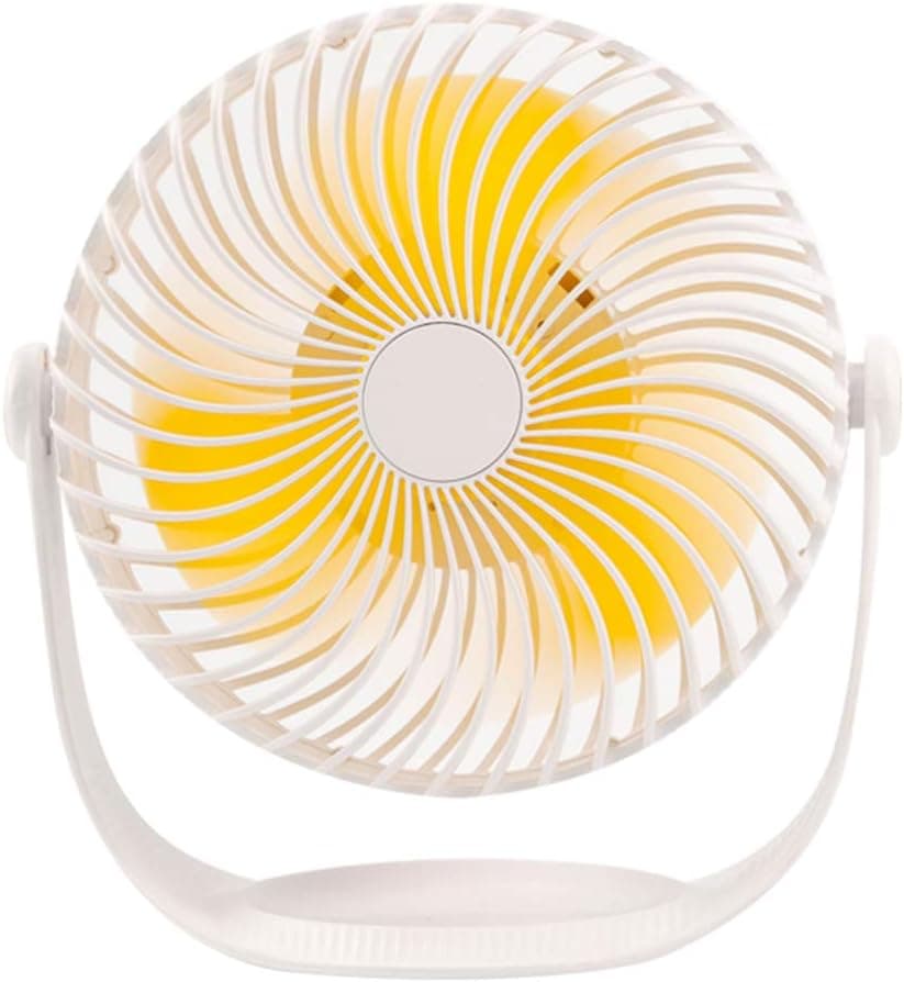 SAYTAY 7’’ Portable Desk Fan 360°Rotation 3 Speeds Adjustable USB Mini Table Fan with Storage Tray 2000mAh Rechargeable Ultra Quiet Cooling for Office Home Travel Kitchen Desktop (White)