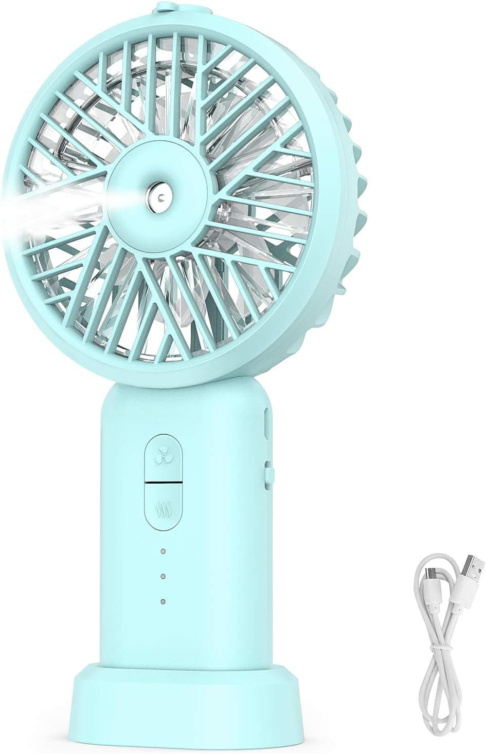 Small Desk Fan, USB Rechargeable Battery Operated Desk Fan, Portable Personal Fans (Blue)