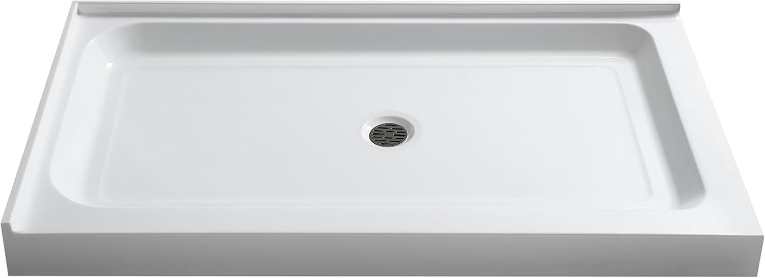 ANZZI Vail 48" x 36" Double Threshold Rectangluar Center Drain Location Shower Base in Glossy White | Marine Grade Acrylic and High Yield Fiberglass | Integrated Slip Resistant | SB-AZ022R