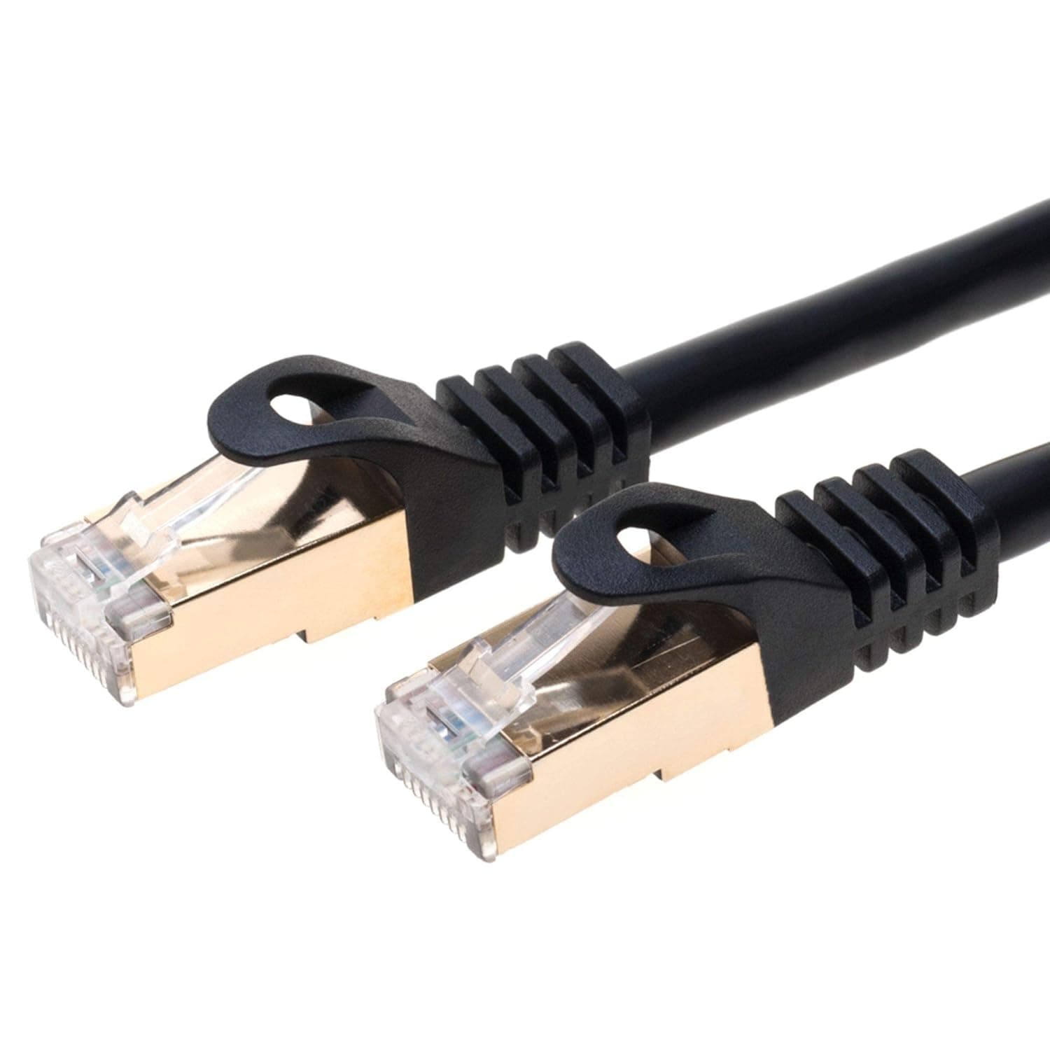 Cables Direct Online 30FT S/FTP CAT7 Gold Plated Shielded Ethernet RJ45 Copper Cable 10 Gigabit Ethernet Network Patch Cord (30ft, Black)