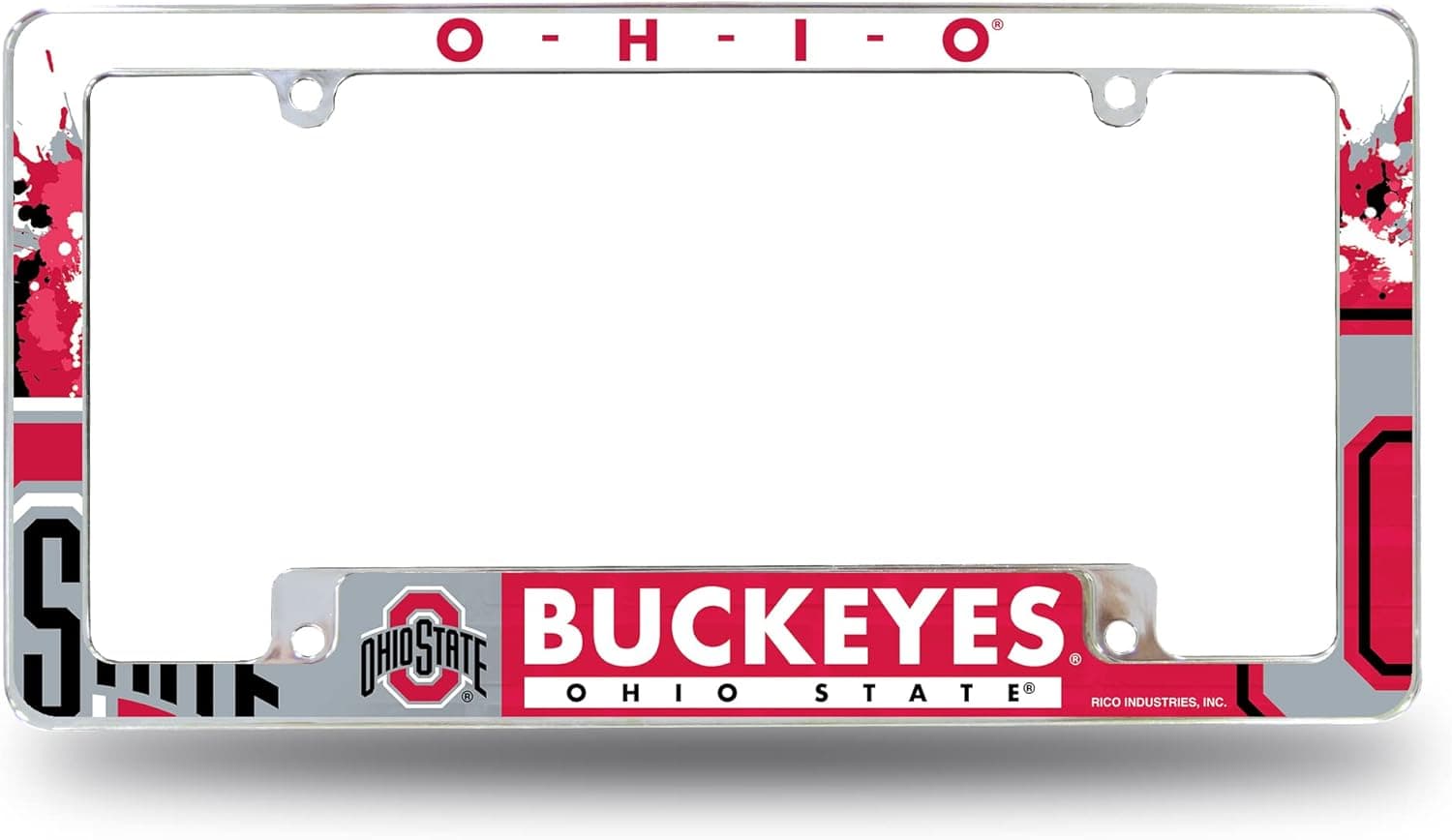 Rico Industries NCAA All Over Chrome Frame 12" x 6" Chrome All Over Automotive License Plate Frame for Car/Truck/SUV