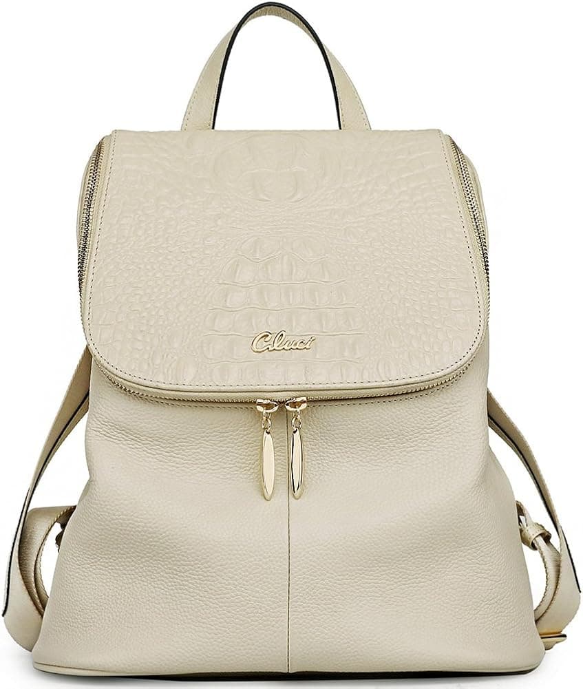 CLUCI Women Backpack Purse Real Genuine Leather Backpacks Ladies Travel Bag cream white …