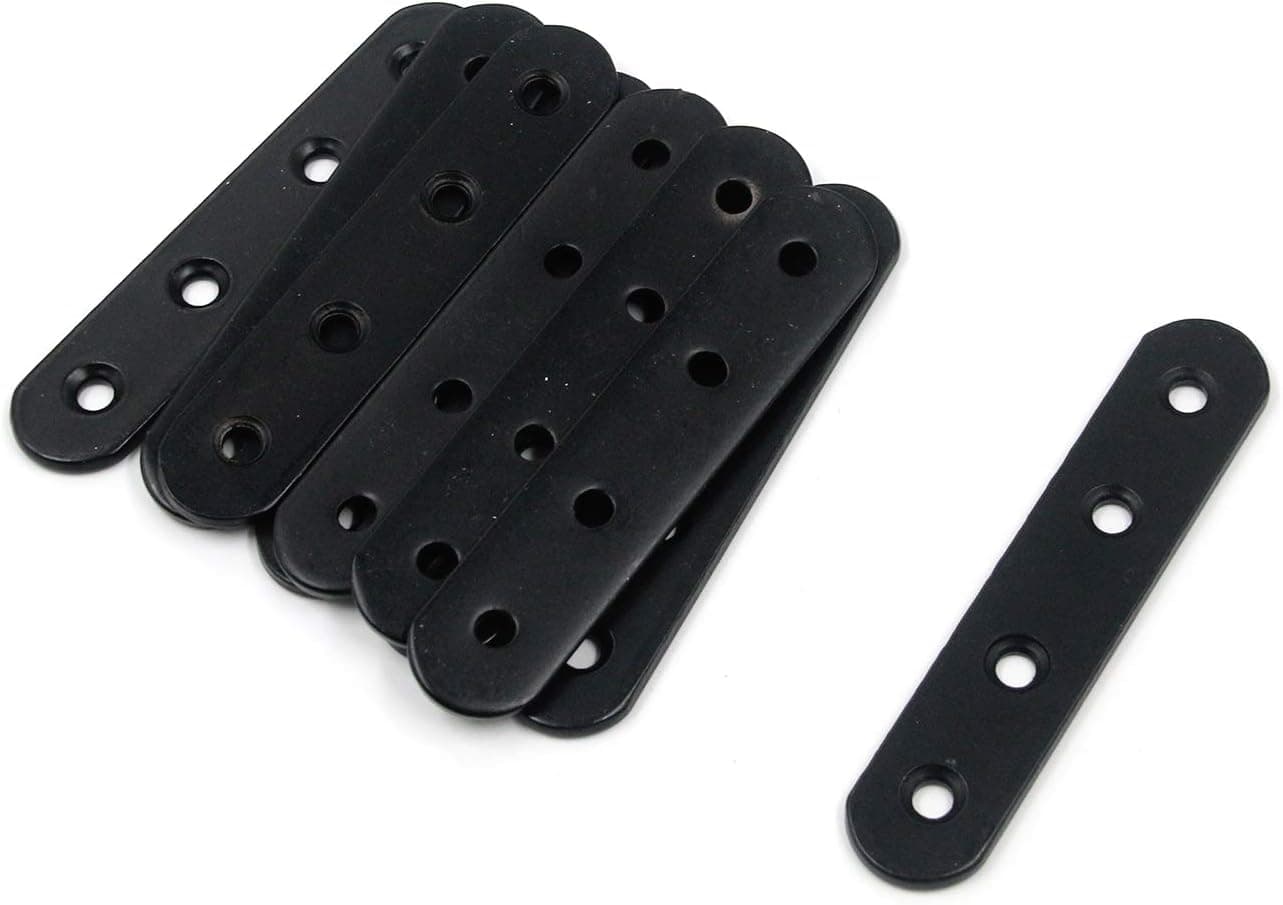 Mending Plate Karcy Straight Brace Metal 3.9x0.8x1/8" (LxWxT) Black 4" Pack of 10