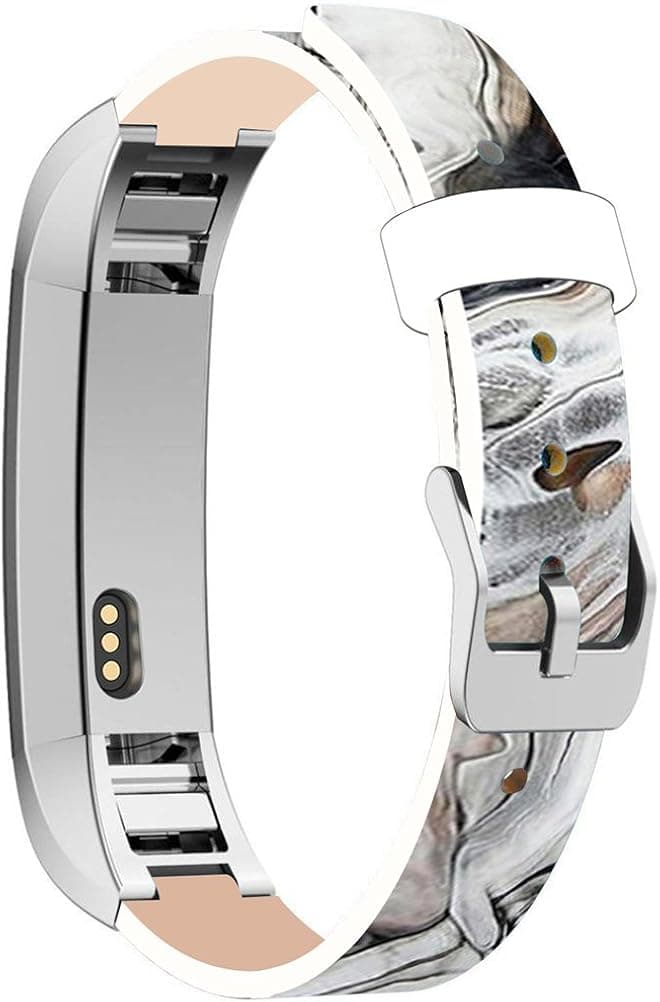 Bands for HR, Cisland Straps Replacement Compatible with (HR) Silver Connectors + Vintage Creative Marble Stone Print