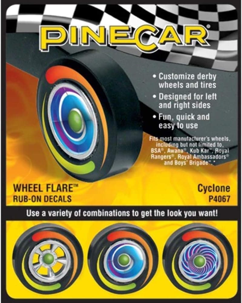 Woodland Scenics Pine Car Derby Wheel Flare Dry Transfer Decal-Fire Ball