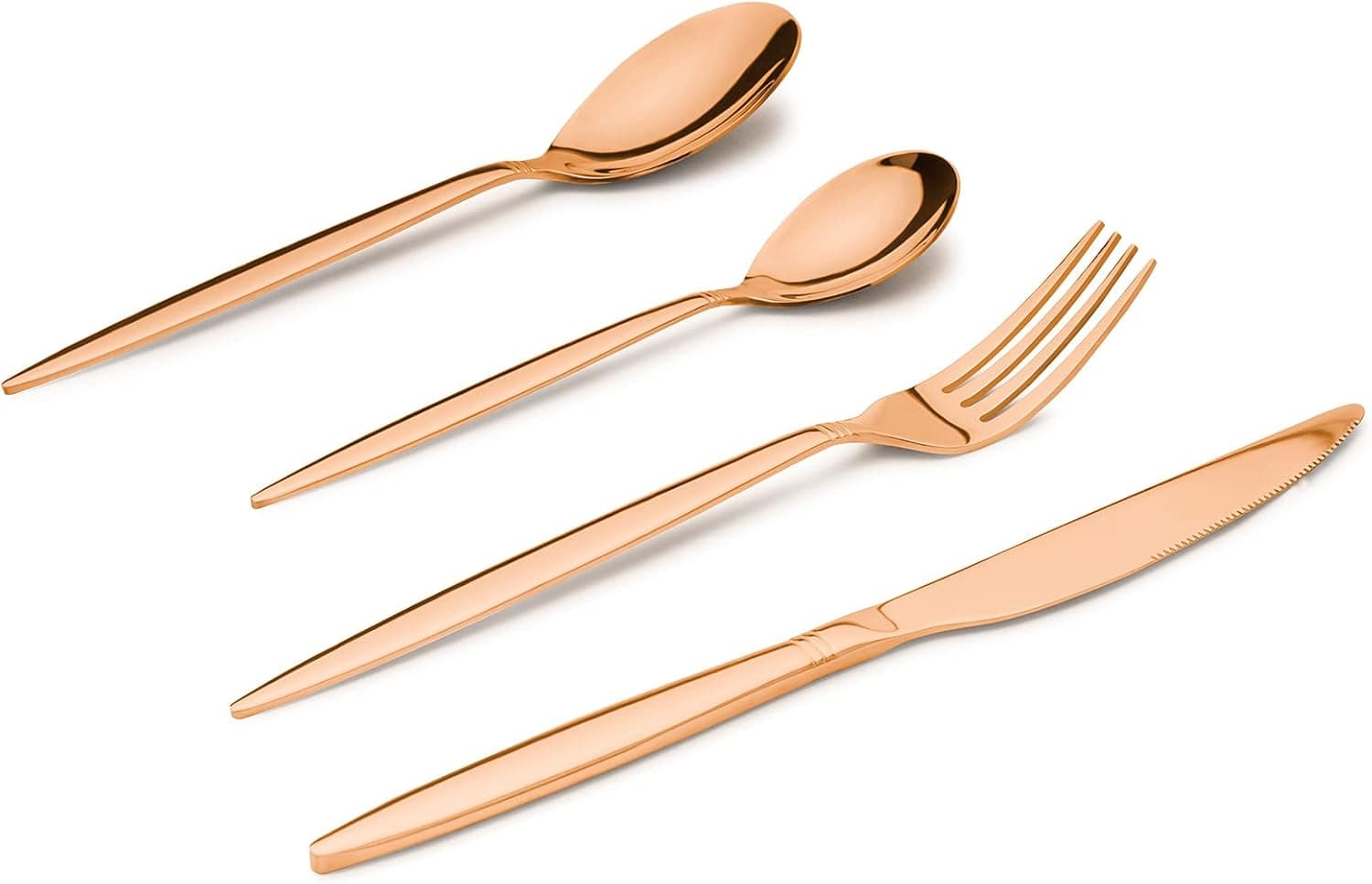 SANTUO 24 Piece Silverware Set for 6, Dinning Stainless Steel Flatware Set, 24pcs Lunch Tableware Cutlery Set, Dinner Mirror Polished Utensils, Include Knife Fork Spoon for Home (Rose Gold)