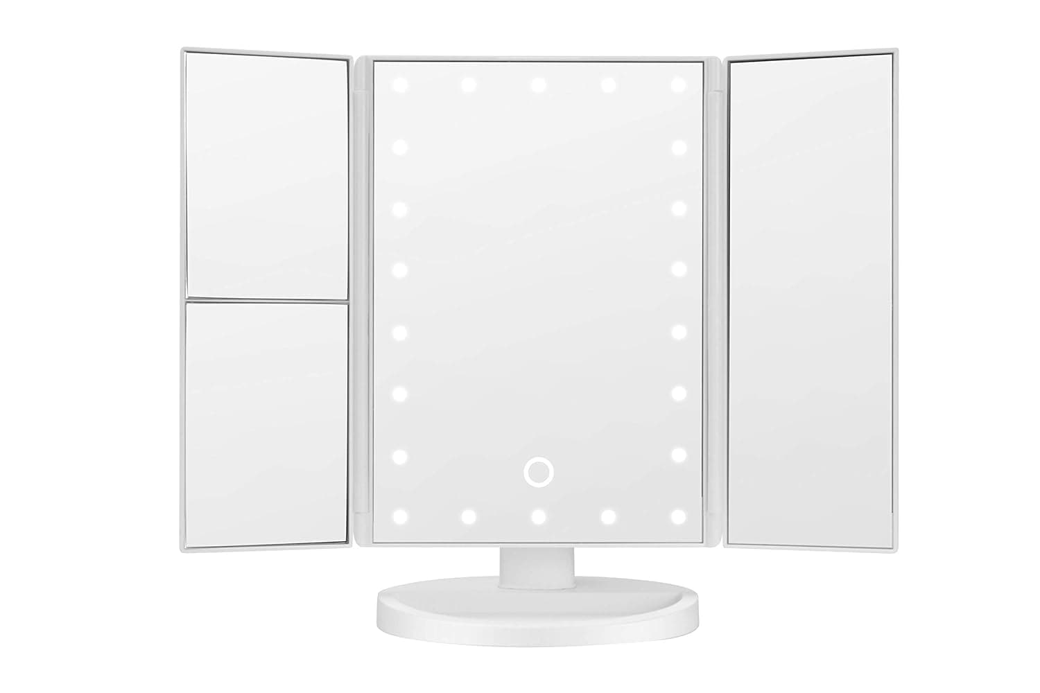 XIAOSHIGUANGGAO Rotating 180 degree folding 3x/2x/1x magnification dual power touch screen LED makeup mirror (White)