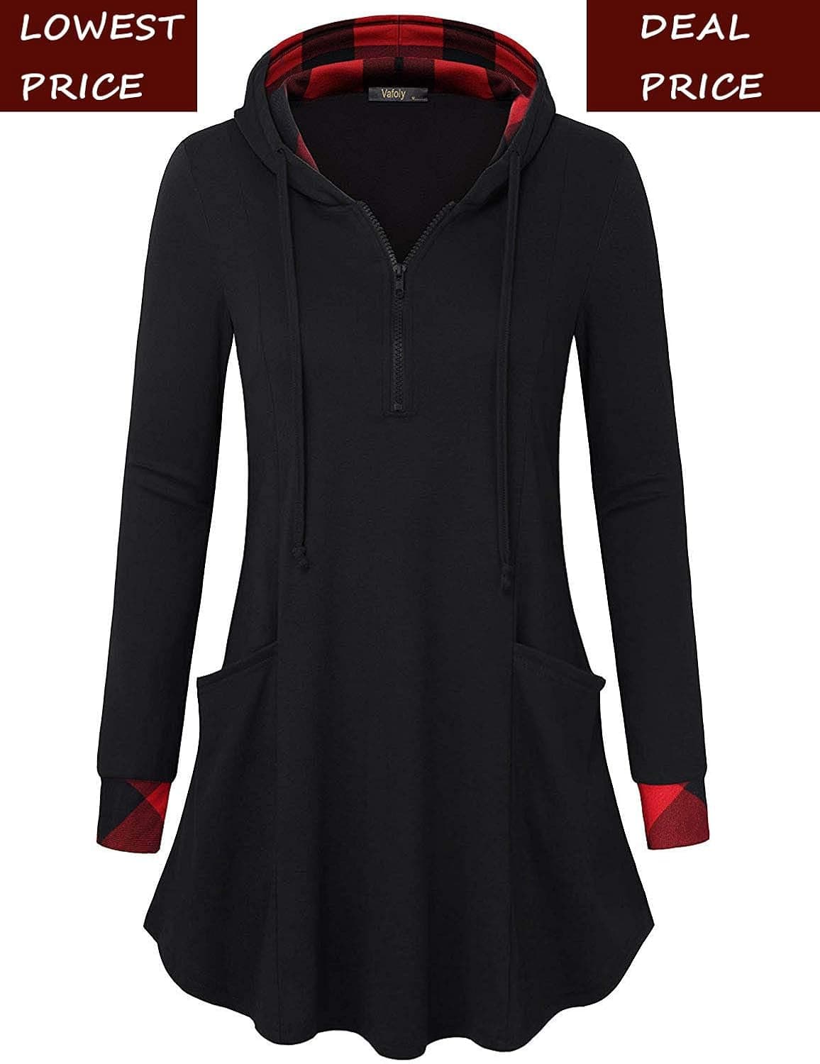 Women's Thin Tunic Hoodies Long Sleeve Zip Up Sweatshirts Pullover Blouse Tops