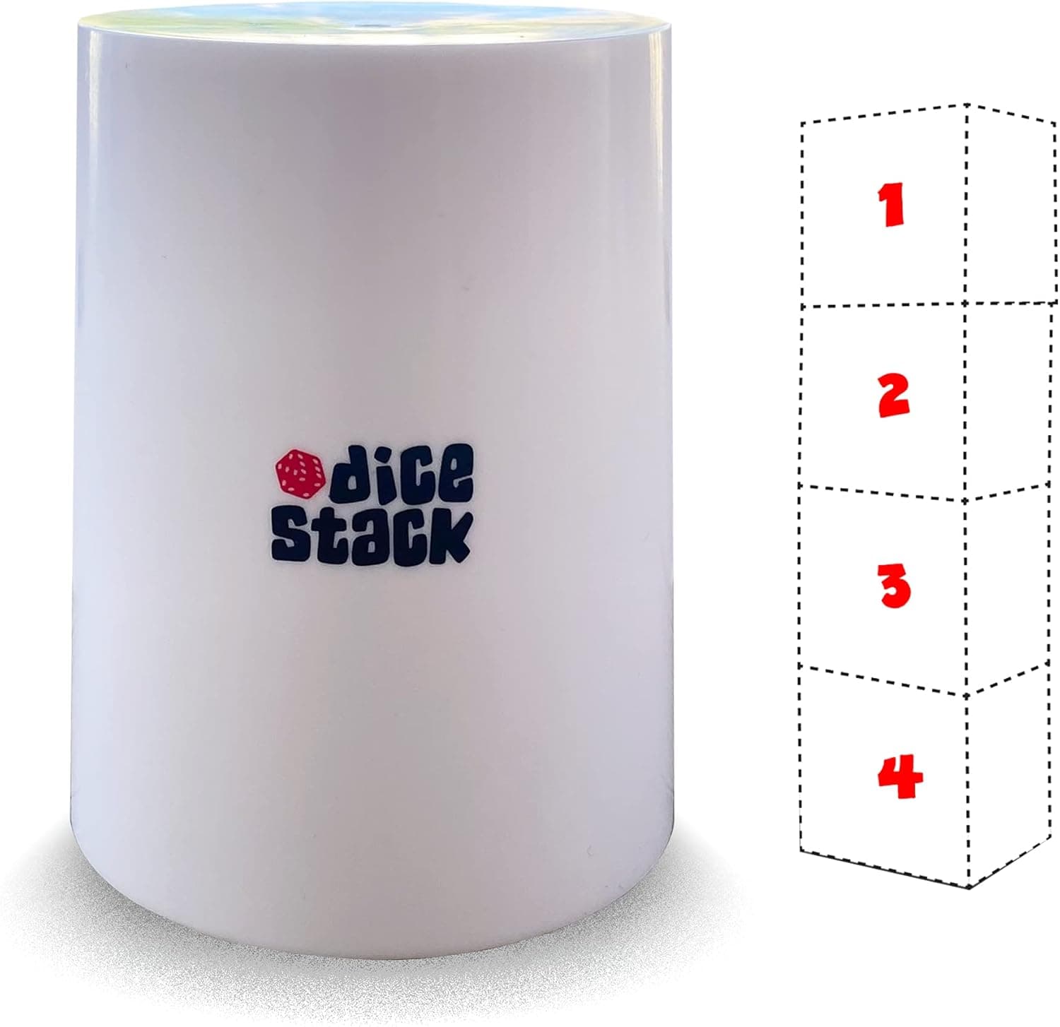 Dice Stacking Cup ONLY for 4 Dice - Professional Straight Cups - White