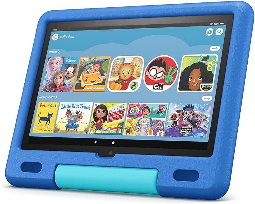 Fire HD 10 Kids Tablet, 10" HD Display (32 GB, Sky Blue) + Blue PlayTime Bluetooth Headset