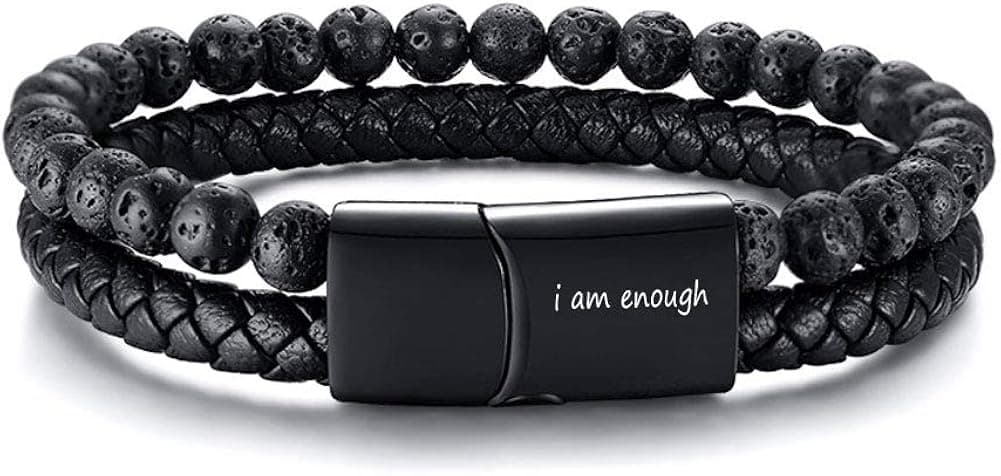 VNOX Men's Personalized Inspirational Mantra Braided Wrap Leather Rope Bracelet Cuff Bangle Encouragement Motivational Gift for Men Boys