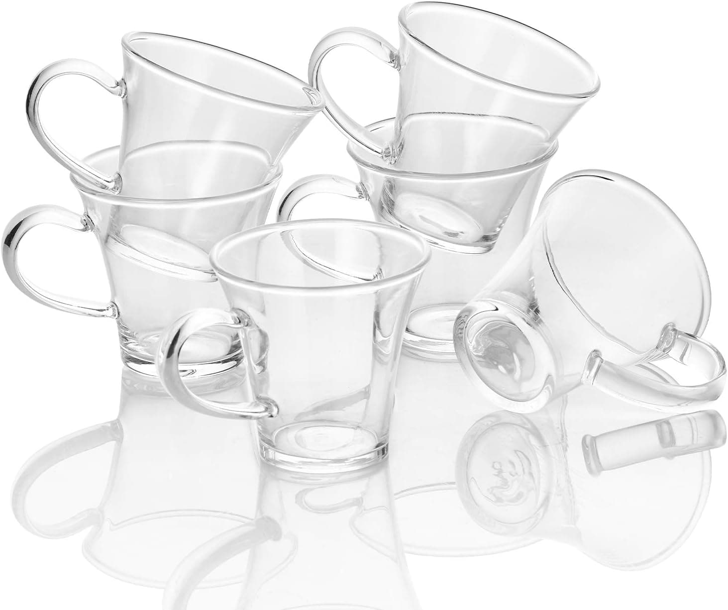 Enindel 3031.01 Simple Style Glass Espresso Mug, Coffee Cups, Mouth Blown, Clear, 4 OZ, Set of 6