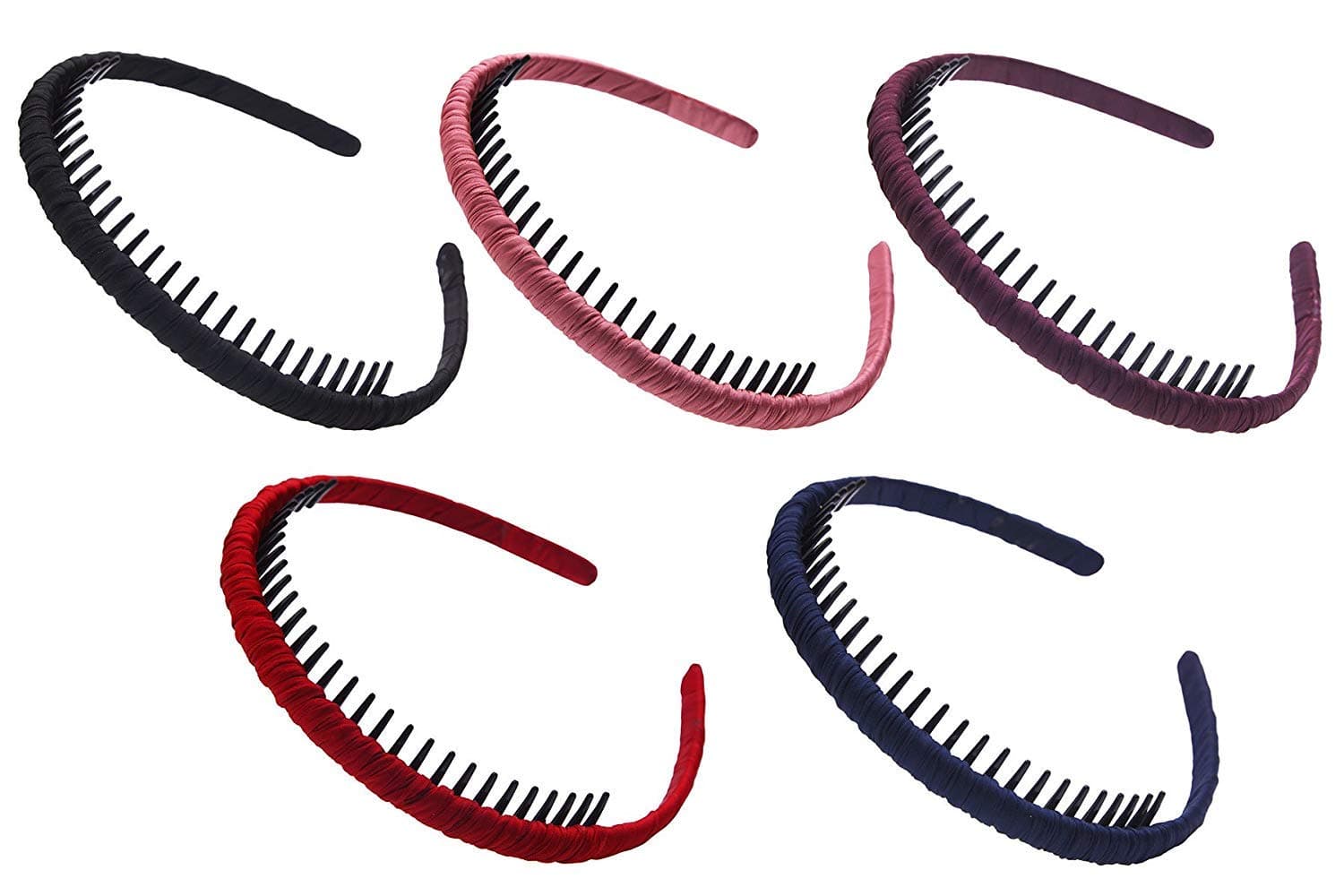 STHUAHE Woman 5PCs Multicolor Protection Resin Teeth Comb Hair Hoop Hairband Headband Hair Accessories by Beauty hair (5 Color)