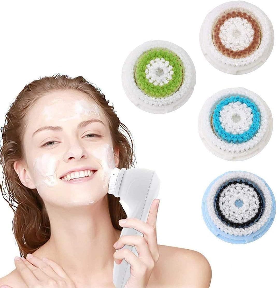 4 Pack Compatible Facial Cleansing Brush Head Replacement, Exfoliator Facial Brush Head for Normal, Delicate, Sensitive, Deep Pore and Acne Facial Cleansing